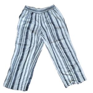 Land' n Sea Linen Striped elastic waist wide leg Palazzo Pants